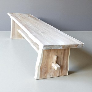 Banco de madera de teca con borde vivo de estilo japonés, plantación de asientos largos, sofá de madera, banquete para comedor, entrada, dormitorio, Apartamentos - Product Image 2