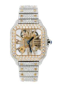 Reloj de Lujo para Hombre, Chapado en Oro Blanco de 18K, Esfera Cuadrada, Automático, con Diamantes Moissanite, Cristal, Estilo Hip Hop - Product Image 2