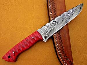 Couteau Damas Fait Main avec Manche en Bois Pakka Personnalisable et Gaine en Cuir Pris en Charge OEM - Product Image 3