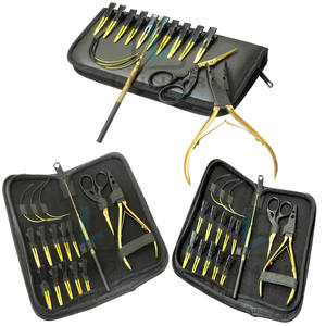 Petit kit de formation d'extension de cheveux pour les étudiants Outils d'extension de cheveux de qualité supérieure à bas prix Hot Black Matte & Gold Color - Product Image 2