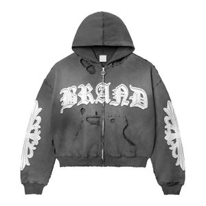 Sudadera con capucha de ácido de gran tamaño de lujo para hombre, ropa de calle de felpa francesa de alta calidad, hombros caídos, liso en blanco, 100% algodón - Product Image 6