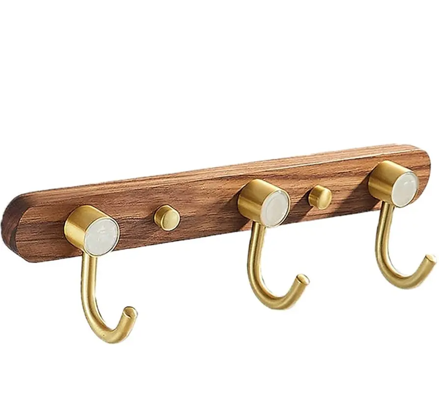 Golden Finished Hooks Hanger Wood and metal stainless steel Luxury design high quality best selling for home in wholesale