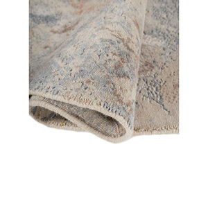 Alfombra Kavi Azul de Lana y Seda de Bambú Anudada a Mano, Unstring Srb(705(Fr)), Diseño Abstracto para Uso Doméstico - Product Image 2