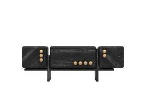 Meuble TV moderne en noyer massif avec rangement pour salon, meuble multimédia de haute qualité, utilisation hospitalière, 10 pièces - Product Image 6