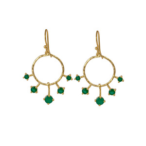 ชุดง่ามต่างหูพลอยนิลสีเขียวธรรมชาติทันสมัยชุดเครื่องประดับอัญมณีกึ่งมีค่าทำจากทองเหลืองชุบทองสำหรับผู้หญิง - Product Image 1