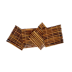 Sous-verres en bambou vintage de haute qualité, design tendance, écologiques, forme carrée créative, lot de 4, artisanat, tapis de qualité - Product Image 6