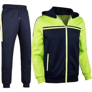 ชุดวอร์มผ้าฟลีซ2-in-1มีกระเป๋าด้านข้างพิมพ์ลายสีพื้นมีสไตล์ระบายอากาศเข้ายิมกลางแจ้งฤดูใบไม้ร่วง - Product Image 1