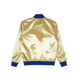 Vente chaude Mode Soie Satin En Gros Varsity Vestes 2024 Logo Personnalisé Hommes Bomber Veste - Product Image 2