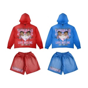 Conjunto de pantalones de chándal con capucha de alta calidad OEM, chándal vintage con cremallera y pantalón acampanado lavado ácido para hombre, sudor personalizado para invierno - Product Image 5