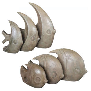 Statues de décoration en terrazzo de design moderne en blanc/noir/gris, faites à la main pour la maison et le jardin - Product Image 1