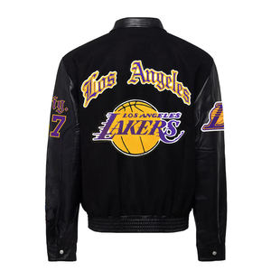 Men's Letterman Baseball Varsity <b>Jacket</b> <b>Trucker</b> Leather Street Wear with Logo Patch Embroidery Customizable Logo Patch - Product Image 4