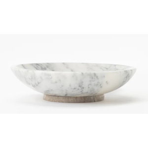 Meilleur prix de vente en gros de table de décoration intérieure de luxe Bol à fruits sur pied en marbre naturel blanc moderne fait à la main Bol de service décoratif - Product Image 2
