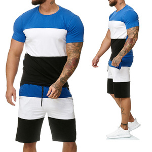 Conjunto de dos piezas informal de verano de alta calidad para hombres, venta al por mayor, camiseta de manga corta, pantalones cortos recortados, chándales - Product Image 2