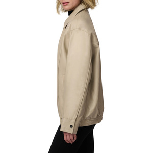 OEM ODM personalizado chaqueta de bombardero de cuero para hombre y mujer con logotipo bordado impresión moda Casual prendas de vestir exteriores proveedor - Product Image 2
