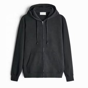 Men's Pullover Oversized Zipper Unisex Heavy Weight 100% Cotton <b>Fleece</b> <b>Black</b> Custom Zip up Blank Full Face Zip basics Hoodie - Product Image 5