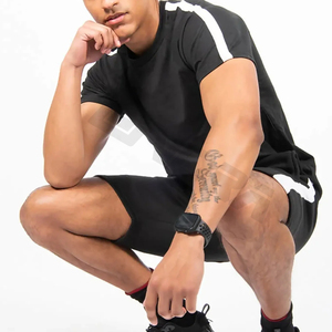 2025 Collection Hiver Hommes Logo Personnalisé Conçu T-shirt Brodé Respirant Stonewashed Shorts Pantalon Ensemble Plus La Taille Fait - Product Image 3