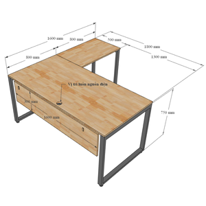 Escritorio Ejecutivo en Forma de L HBRT017, Diseño Minimalista de Lujo, Patas de Acero Ensambladas, Melamina, para Muebles de Oficina en Casa - Product Image 3