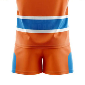 ชุดรักบี้ผู้ชายสุดเท่ห์ สีสันปรับแต่งได้ เสื้อเจอร์ซีย์แขนสั้นและกางเกงขาสั้น ทรงพอดีตัว เหมาะสำหรับการฝึกซ้อมและการแข่งขันของทีม - Product Image 5