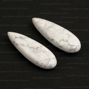 อัญมณีฮาวไลท์สีขาวธรรมชาติขนาด10X30มม. อัญมณีทรงหลวมปรับเทียบได้สำหรับทำเครื่องประดับลูกปัดฮาวไลท์ - Product Image 2