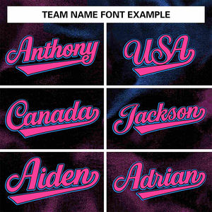 Chaqueta Bomber Sublimada en Rosa Neón y Azul Oscuro, Personalizada con Nombre y Número de Equipo Atlético, Chaqueta Cortavientos Deportiva Personalizada - Product Image 5