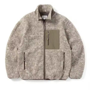 Veste personnalisée unisexe en polaire sherpa, col montant, épaisse, chaude, d'hiver, zippée, OEM, teinture et marque privée - Product Image 5