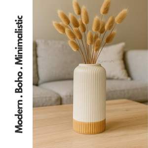 Vases à fleurs de couleur dorée et blanche de bonne qualité Style Art déco en céramique pour herbe de pampa et fleurs séchées pour la décoration de sol - Product Image 5