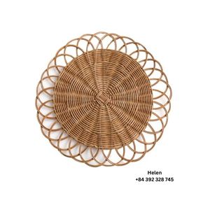 เสื่อหวายธรรมชาติทรงกลมทำจากฟางถักเสื่อหวายปรับขนาดและรูปทรงได้ - Product Image 4