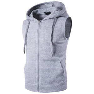 Spring Customized Slim Fit <b>Sleeveless</b> Pullover <b>Hoodie</b> <b>Men</b> Big Pocket Solid Sportswear - Product Image 6