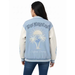 Trending Customize <b>Patches</b> LA Blue Varsity Bomber Jacket For Men's & Women's High Quality Long Sleeve Jacket For Unisex - Product Image 5