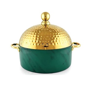 Casserole chaude en métal de couleur or brillant plat martelé en laiton servant des aliments hot pot hot case à bon prix logo accepter, western - Product Image 1