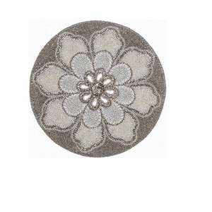 Brown & Gold Round Glass <b>Beaded</b> Place Mats Coffee Table Glass <b>Beaded</b> Table Mat <b>Beaded</b> Kitchen Table Mat <b>Beaded</b> Charger Plate - Product Image 6