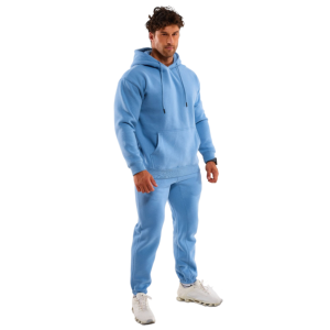 Winter Hooded Sweatsuit <b>Zip</b>-<b>Up</b> Jacket Reflective Jogger Set 100% Cotton Sweat Pant Windbreaker Tracksuits for Men - Product Image 2