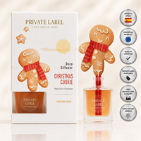 Diffuseur d'air parfumé aux biscuits de Noël à la cannelle et au gingembre, marque privée, 90 ml, OEM |   Diffuseur de roseaux décoratif pour les fêtes |   Espagne UE