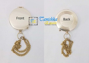 เข็มทิศทองเหลืองชุบทองขัดเงา พร้อมตัวชี้ทิศทางแม่เหล็ก  ซองหนังสีน้ำตาล  เครื่องมือนำทางสำหรับเดินป่าและท่องเที่ยว ขายส่ง - Product Image 6