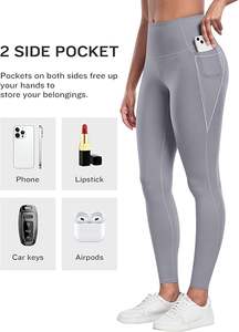 Paquete de 6 mallas de Yoga para mujer de cintura alta, suaves, ecológicas, transpirables, pantalones de entrenamiento, patrón sólido, conjuntos de Yoga con Control de barriga frontal - Product Image 2