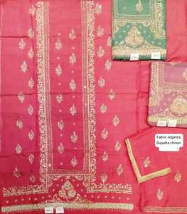 Belle tenue de designer moderne non cousue brodée à la main pour la fête Organza de style traditionnel indien à la mode - Product Image 1