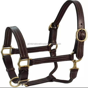 Licou en cuir cheval, licou écologique de haute qualité, 100% pur cuir, avec couture fantaisiste et raccord ajustable - Product Image 3