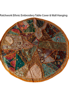 Handmade Traditional Indian Cotton <b>Table</b> <b>Cover</b> with Hand Embroidery for <b>Dining</b> Living Room Beautifully Patterned Indian Design - Product Image 3