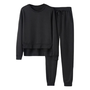 Women Casual Tracksuit <b>Set</b> Two Piece Crop <b>Top</b> & Pants Solid Sport Sweatshirt <b>Trousers</b> <b>Set</b> Custom OEM - Product Image 6