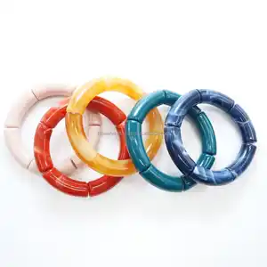 Elegant Modern Women's Religious Stretch <b>Bracelet</b> Heishi Beads Resin Tube Trendy <b>Pearl</b> Colors Fashionable <b>Bracelet</b> Gifts for - Product Image 1