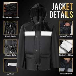 Combinaisons de pluie unisexes décontractées d'hiver, imperméables, légères, respirantes, écologiques, avec capuche cachée, veste et pantalon de pluie pour une utilisation en extérieur - Product Image 4