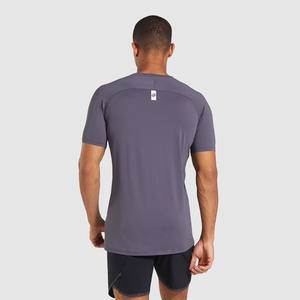 T-shirts de sport à manches courtes pour hommes, 100% polyester, logo personnalisé, solides, fitness, séchage rapide, personnalisés, vierges, tricotés, 200g - Product Image 2