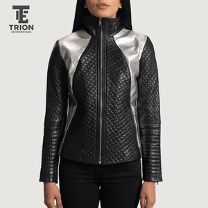 Chaqueta de Cuero Genuino para Mujer, Estilo Motero Clásico, Corte Ajustado, Cierre de Cremallera, Piel de Cordero Auténtica, Prenda Exterior Moderna 2026 - Product Image 1