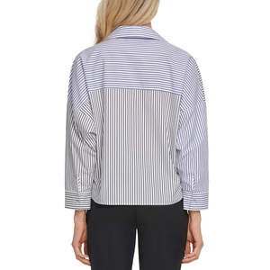 Top Avvolgente a Righe in Cotone Bianco da Donna DKNY, in Popeline Lavorato a Maglia, Formale e Casual, Vintage, Taglia XL per Estate e Autunno - Product Image 2