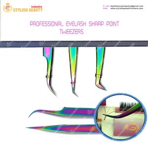 แหนบขนตาสแตนเลส45 90องศาด้ามจับเพชรพร้อมปลายแหลมและโลโก้ออกแบบได้ตามต้องการ - Product Image 2