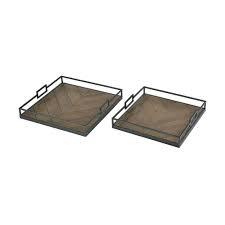 Bandeja de Servicio Cuadrada de Madera y Metal para el Hogar y Fiestas, Portavasos para Té y Comida, Bandeja de Servicio de Madera y Metal - Product Image 3