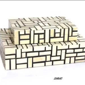 Caja de Joyería Ecológica Hecha a Mano en India con Incrustaciones de Hueso Pulido, Color y Forma Personalizados, Tamaño Personalizado - Product Image 5