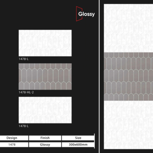 Carreaux muraux en céramique élégants 300x600mm pour salle de bain et cuisine, finition brillante ou mate, surface sculptée effet sucre, design mural intérieur luxueux - Product Image 1