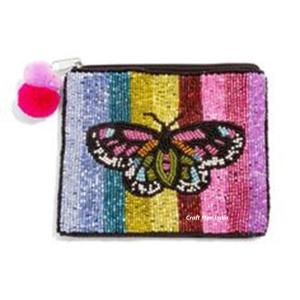 Customized Mini Wallets Colorful butterfly Coin <b>Purse</b> Letters <b>Purses</b> Beaded Classic Bag Mini Wallet Coin <b>Purse</b> for Girls - Product Image 5