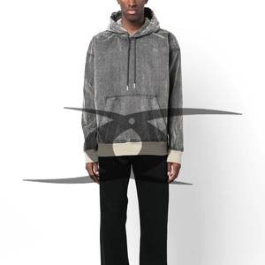 Sudadera con capucha lavada con ácido personalizada para hombre, Jersey de algodón liso de rizo francés pesado, ropa de calle de gran tamaño térmica para invierno - Product Image 6